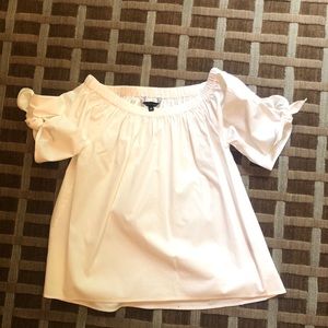 White off-shoulder top with tied sleeves